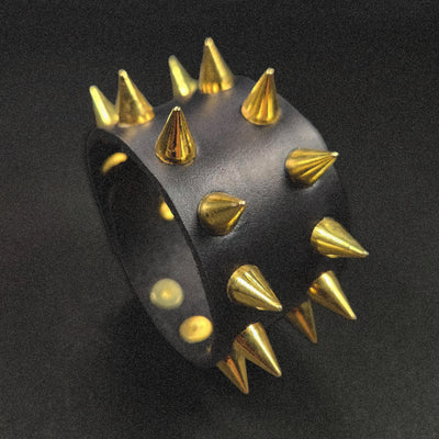 Black And Gold Leather Cuff