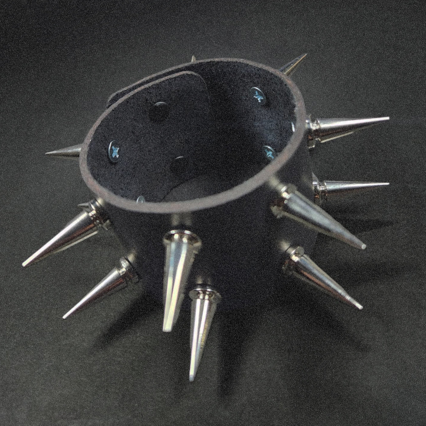 Black Leather Cuff Large Spiked Bracelet