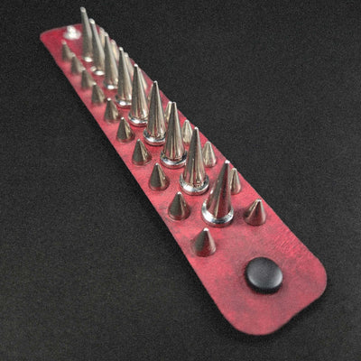 OXBLOOD RED THREE ROWN SPIKES