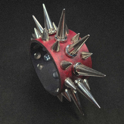 OXBLOOD RED THREE ROWN SPIKES