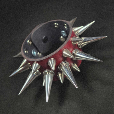 OXBLOOD RED THREE ROWN SPIKES