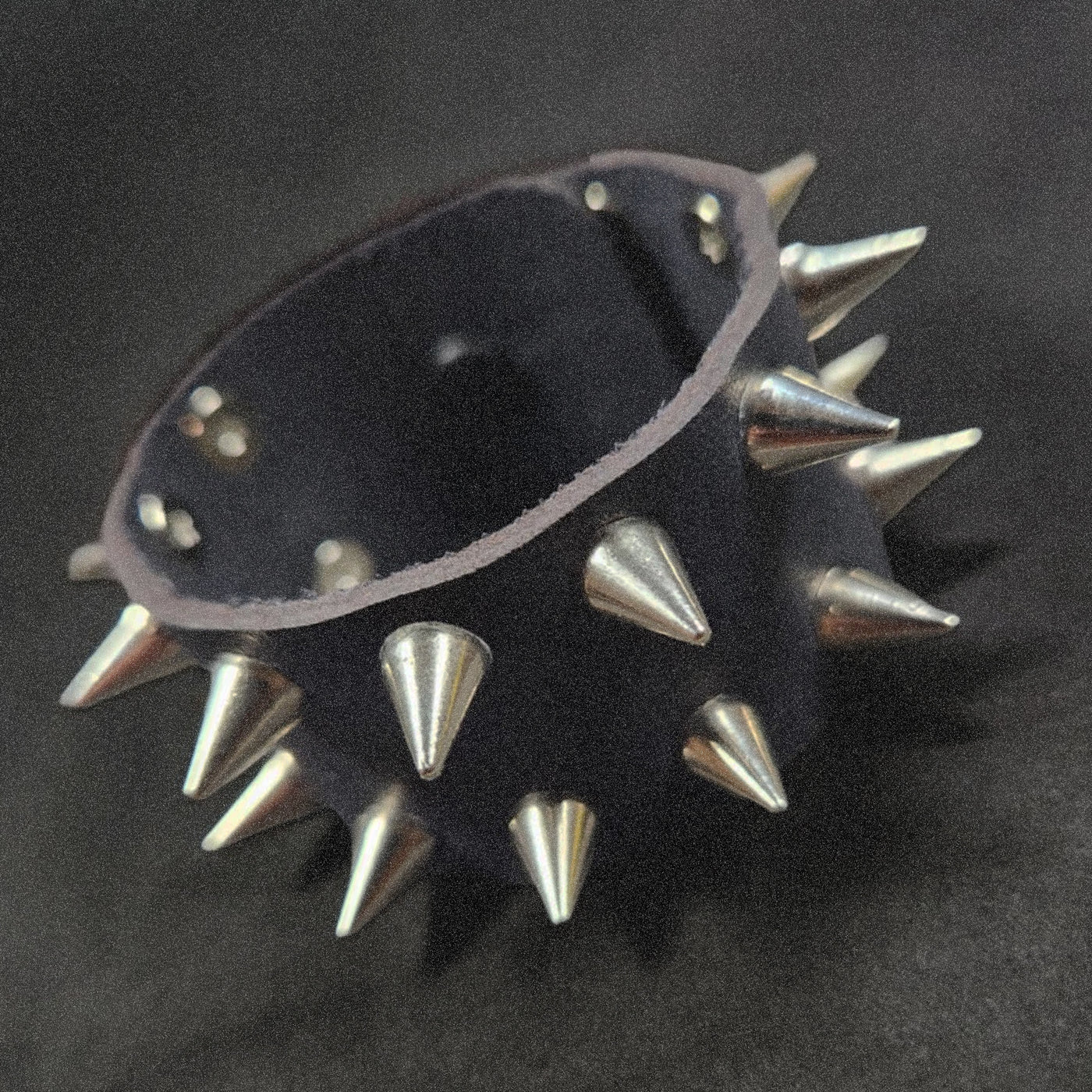 Black And Silver Leather Cuff