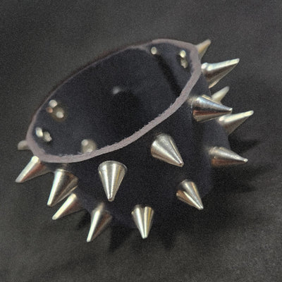 Black And Silver Leather Cuff